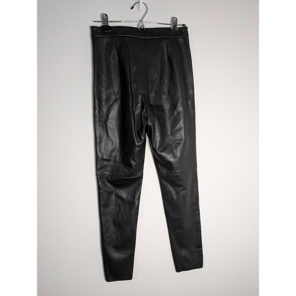 ZARA Black FAUX LEATHER Pants High Waisted Slim Leg Trousers TRENDY Size S US 4 - Picture 2 of 4